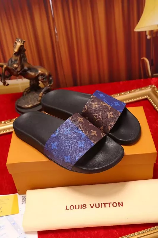 louis vuitton slippers cheap old flower coffee blue